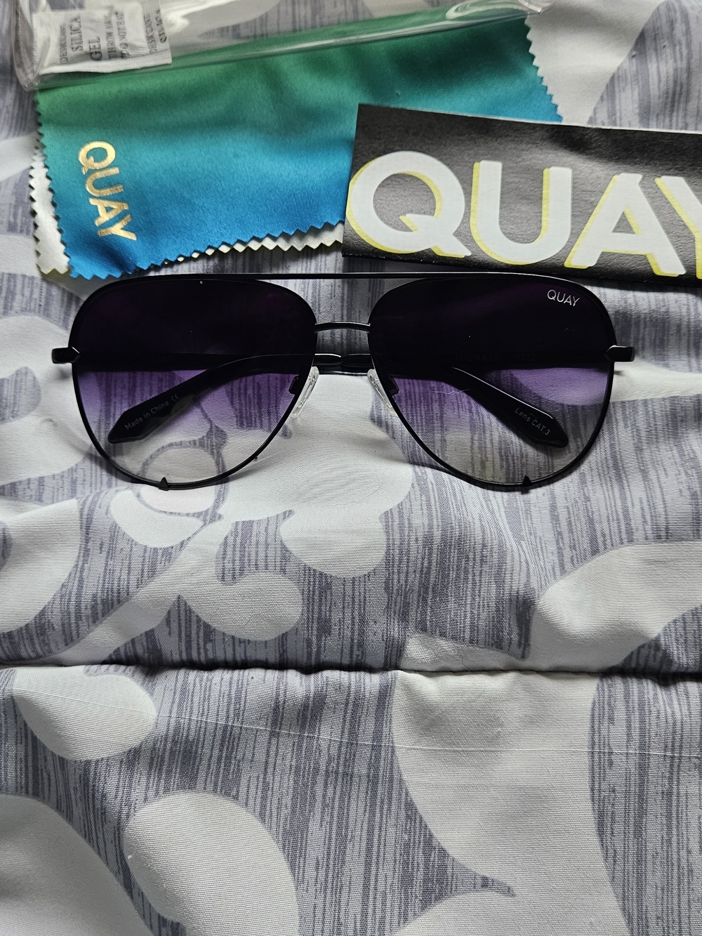 Quay Australia Aviator Sunglasses with Purple Gradient Lenses